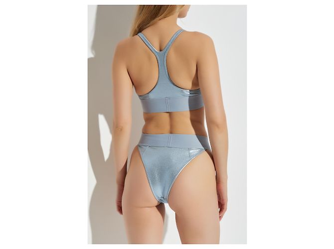 Diesel Bikini-Oberteil hellblau schimmernd - Ansicht 3