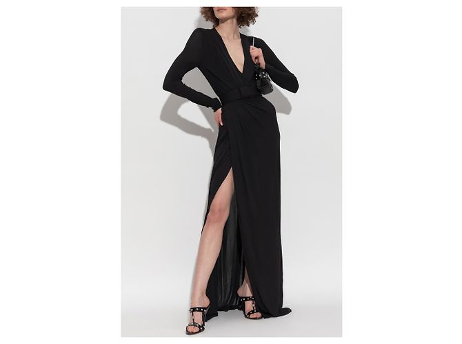 Dsquared2 Schwarzes Maxi Kleid mit Gürtel - Ansicht 2