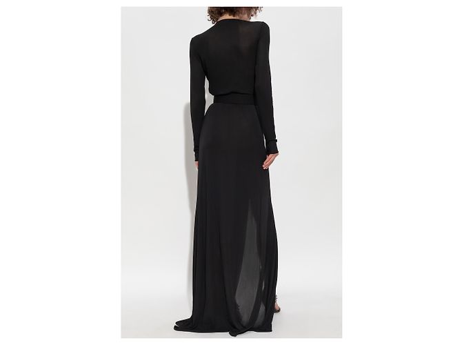 Dsquared2 Schwarzes Maxi Kleid mit Gürtel - Ansicht 4