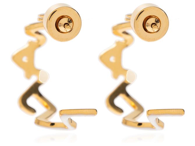 Orecchini Marni Logo oro e smalto bianco - vista 3