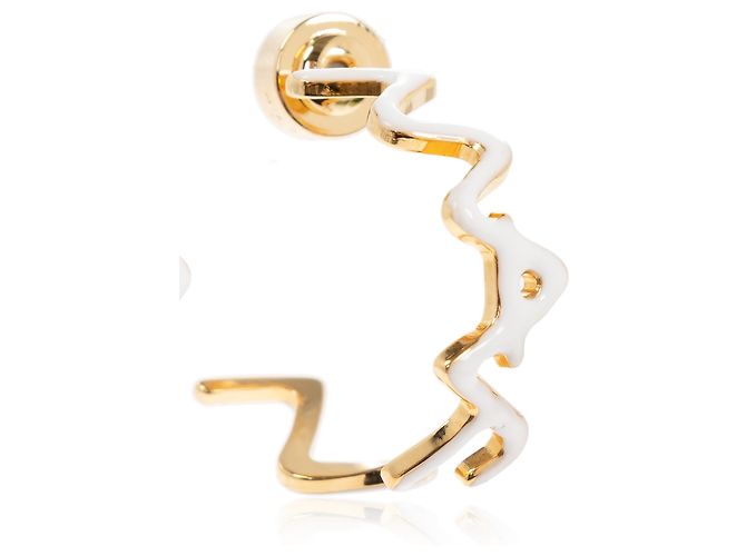 Orecchini Marni Logo oro e smalto bianco - vista 4