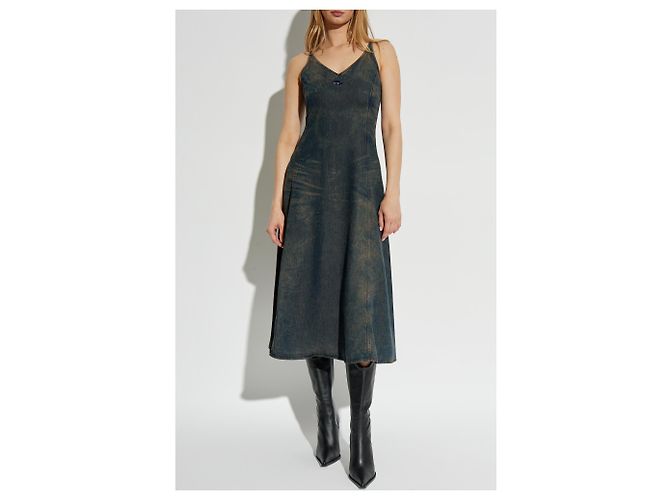 Diesel DE-BELD-S Midi Kleid Navy Blau Lyocell - Ansicht 3