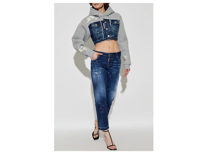 Jeans Jenna slim fit cropped Dsquared2 blu - vista 2