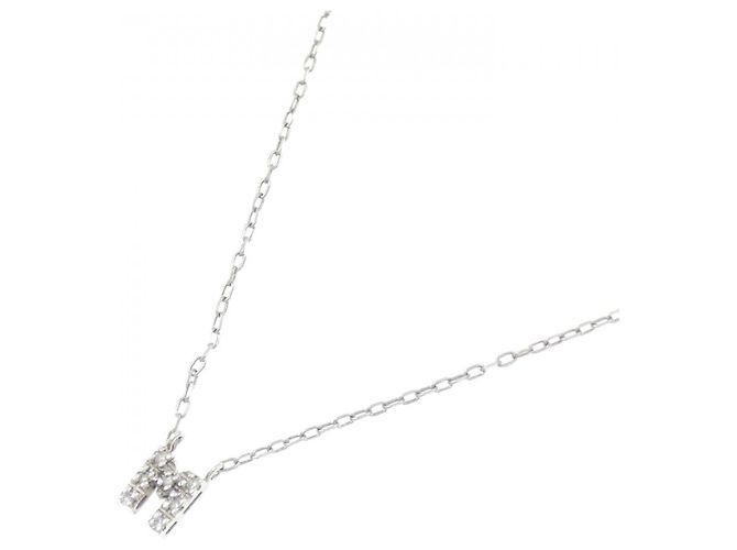 Autre Marque Collana Iniziale M in Oro Bianco K10 e Diamanti - vista 2