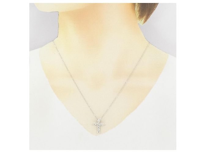 Autre Marque Collana Croce in Platino e Diamanti - vista 6