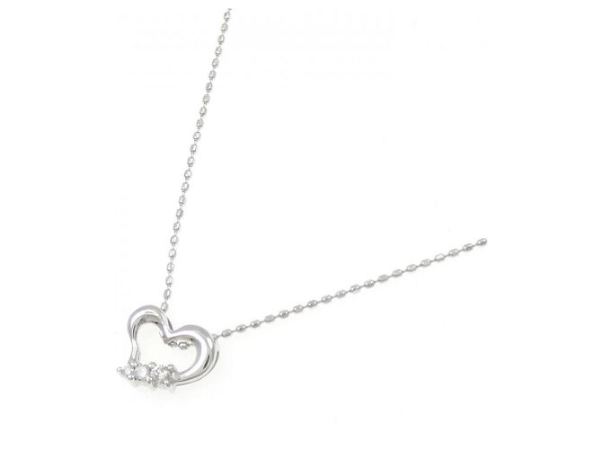 Autre Marque Collana Cuore in Diamanti e Oro Bianco K10 - vista 2