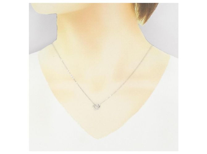 Autre Marque Collana Cuore in Diamanti e Oro Bianco K10 - vista 6