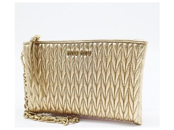Miu Miu Clutch Matelassé Platino Gold Chain - vista 4