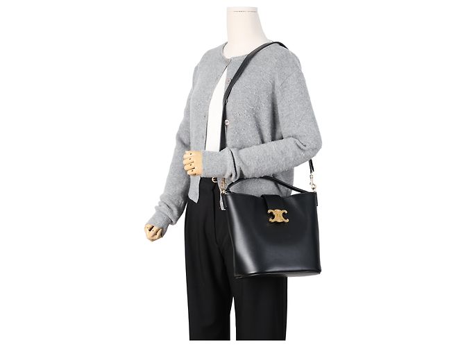 Céline Borsa Bucket Medium in vitello liscio Nero - vista 15