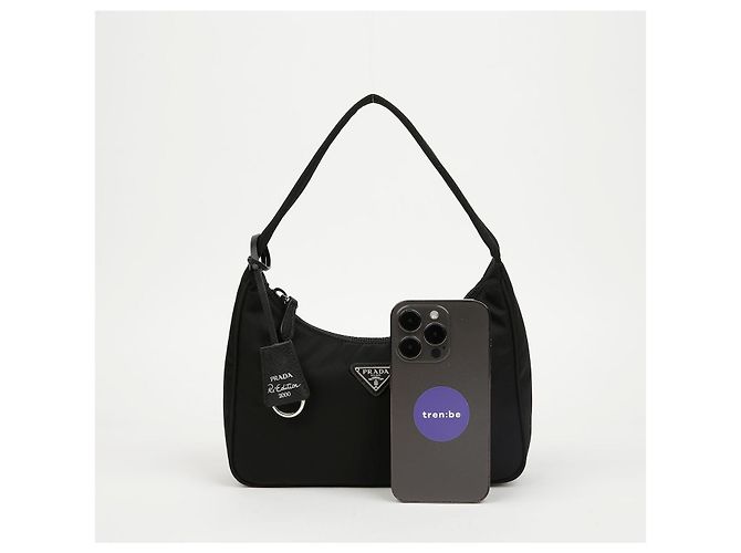 Prada Borsa Hobo Mini Re-Edition da donna Nero - vista 8