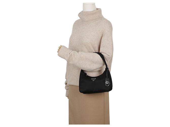 Prada Borsa Hobo Mini Re-Edition da donna Nero - vista 9
