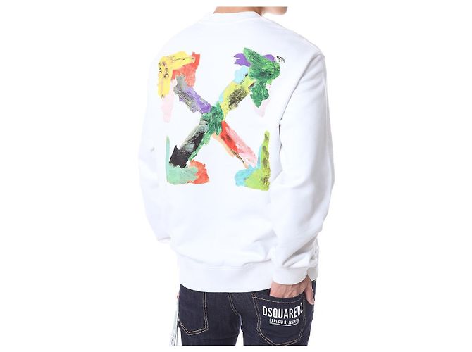 Off White Fleece-Sweatshirt mit Pinselmalerei - Ansicht 10