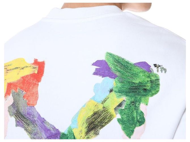 Off White Fleece-Sweatshirt mit Pinselmalerei - Ansicht 11