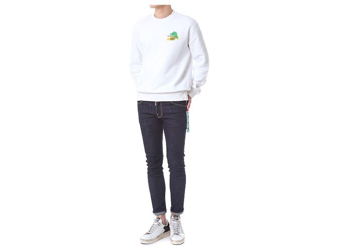 Off White Fleece-Sweatshirt mit Pinselmalerei - Ansicht 13