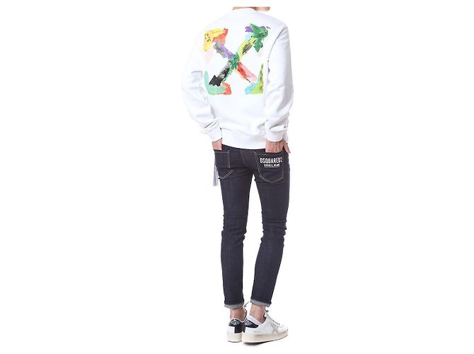 Off White Fleece-Sweatshirt mit Pinselmalerei - Ansicht 14