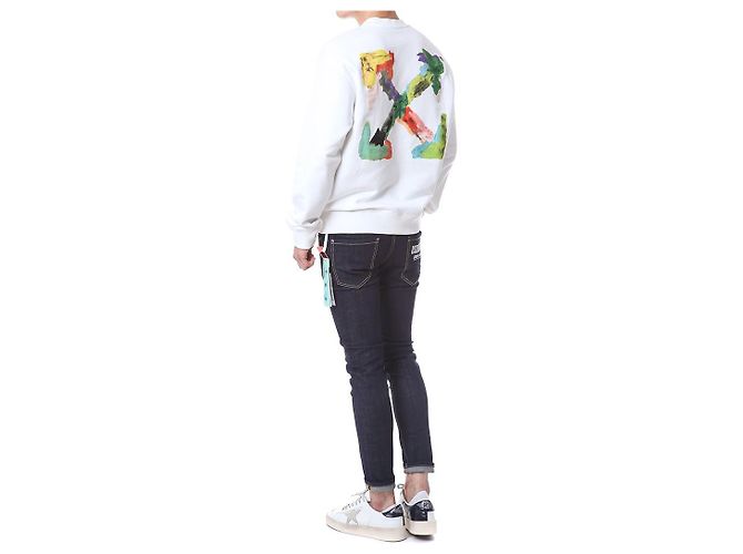 Off White Fleece-Sweatshirt mit Pinselmalerei - Ansicht 15