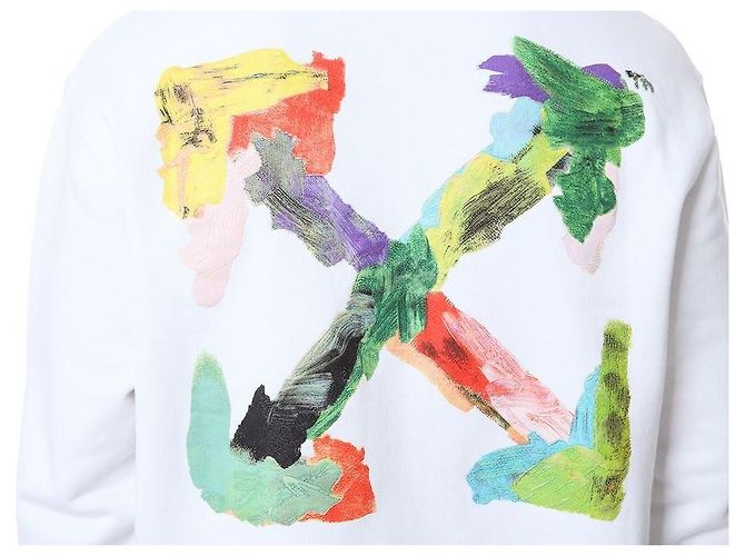Off White Fleece-Sweatshirt mit Pinselmalerei - Ansicht 23