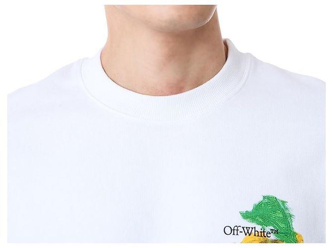Off White Fleece-Sweatshirt mit Pinselmalerei - Ansicht 4