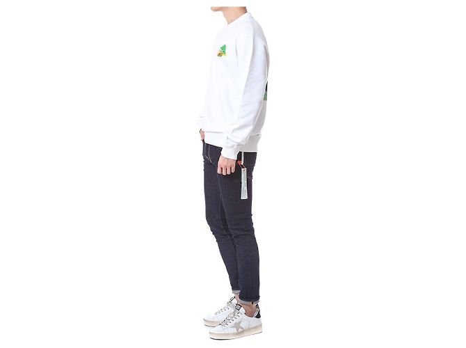 Off White Fleece-Sweatshirt mit Pinselmalerei - Ansicht 7