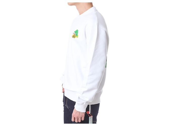 Off White Fleece-Sweatshirt mit Pinselmalerei - Ansicht 8