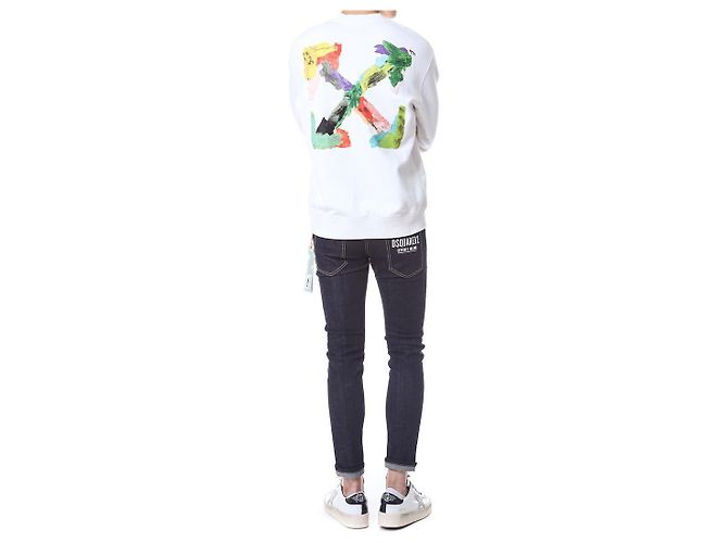 Off White Fleece-Sweatshirt mit Pinselmalerei - Ansicht 9
