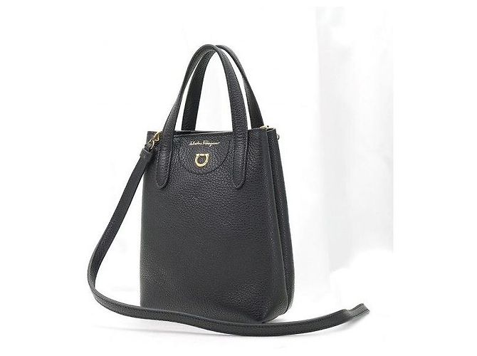 Salvatore Ferragamo Mini Top Handle in vitello nero Gancini - vista 3
