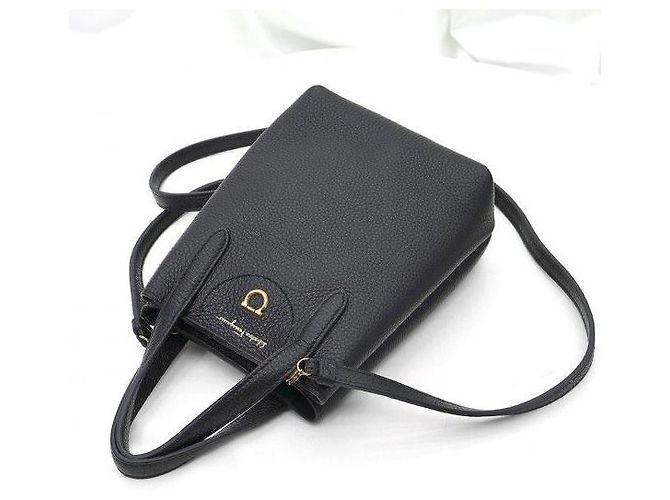 Salvatore Ferragamo Mini Top Handle in vitello nero Gancini - vista 5