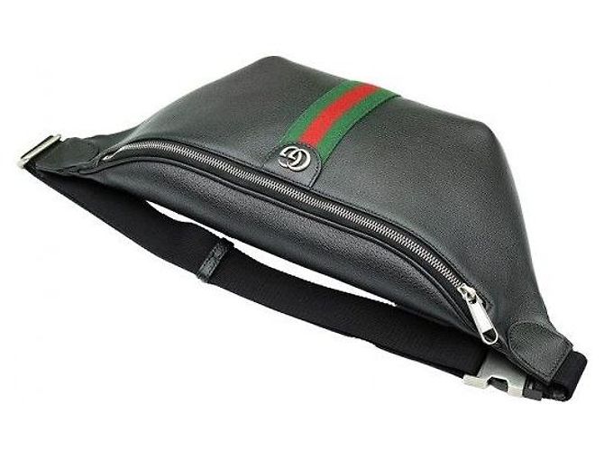 Gucci Large WEB Gürteltasche aus schwarzem Leder - Ansicht 4