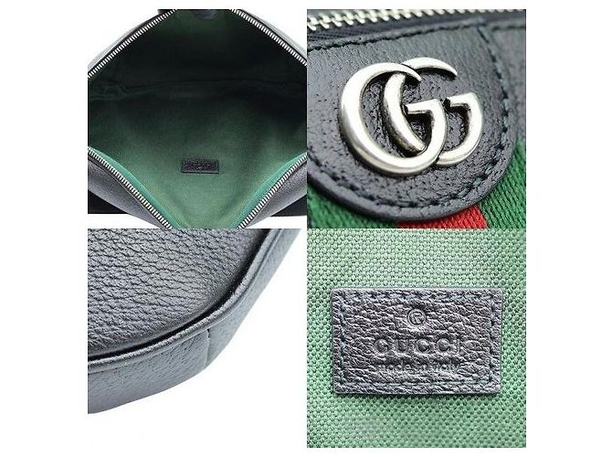 Gucci Large WEB Gürteltasche aus schwarzem Leder - Ansicht 6