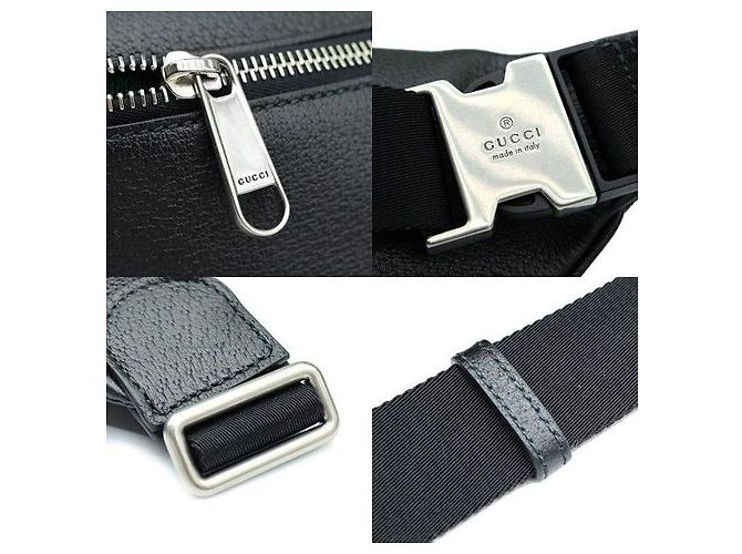 Gucci Large WEB Gürteltasche aus schwarzem Leder - Ansicht 7