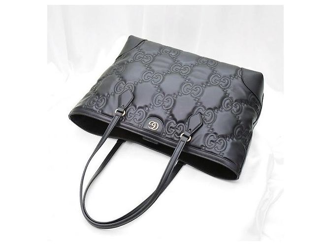 Gucci Borsa Shopper Medium GG Matelassé Nera - vista 5