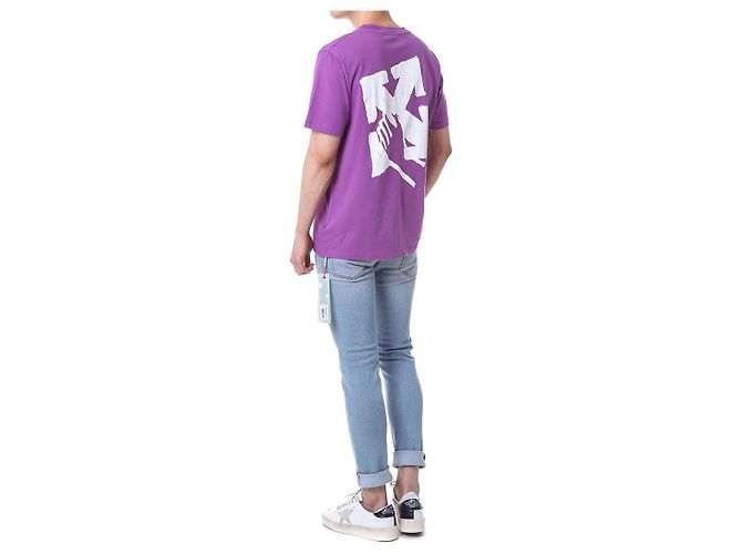 Off White T-Shirt mit kurzen Ärmeln und Handpfeil-Print - Ansicht 12