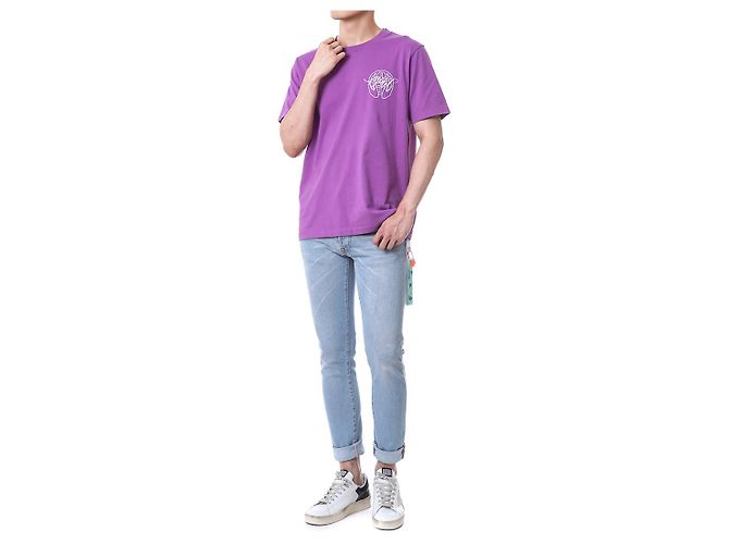 Off White T-Shirt mit kurzen Ärmeln und Handpfeil-Print - Ansicht 14