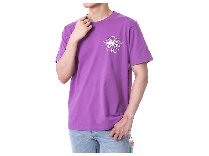 Off White T-Shirt mit kurzen Ärmeln und Handpfeil-Print - Ansicht 15