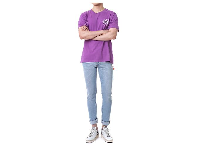 Off White T-Shirt mit kurzen Ärmeln und Handpfeil-Print - Ansicht 7
