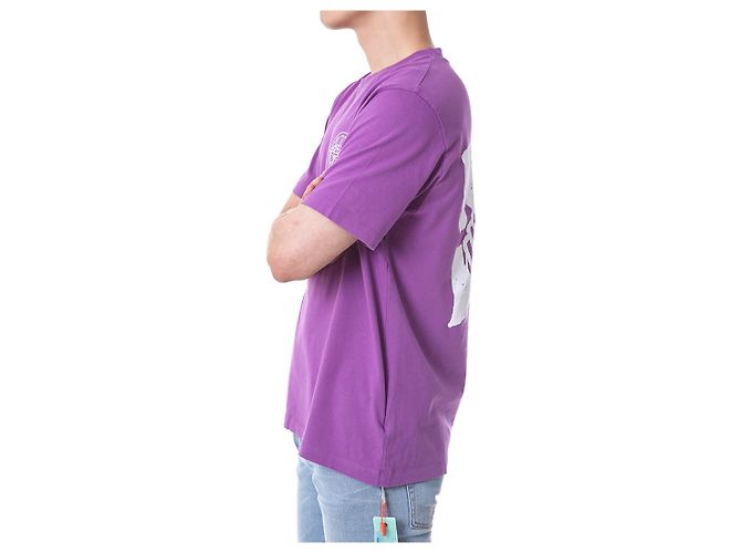 Off White T-Shirt mit kurzen Ärmeln und Handpfeil-Print - Ansicht 9