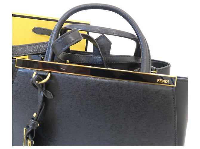 Fendi Borsa Tote e Borsa a Tracolla con Metallo Dorato Nero - vista 2