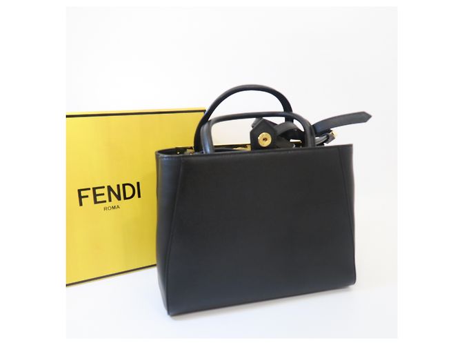 Fendi Borsa Tote e Borsa a Tracolla con Metallo Dorato Nero - vista 5