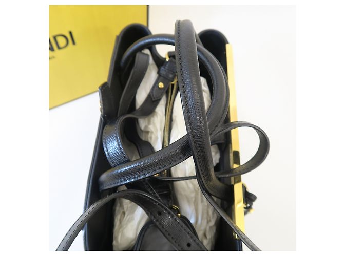 Fendi Borsa Tote e Borsa a Tracolla con Metallo Dorato Nero - vista 6