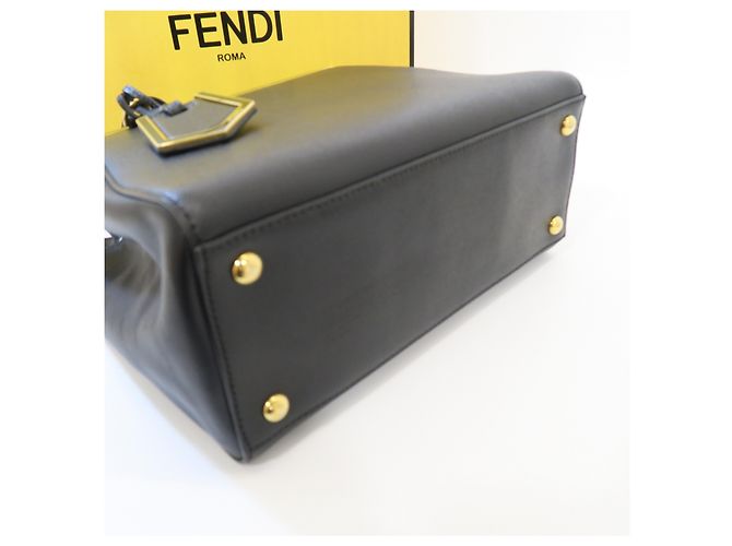 Fendi Borsa Tote e Borsa a Tracolla con Metallo Dorato Nero - vista 7