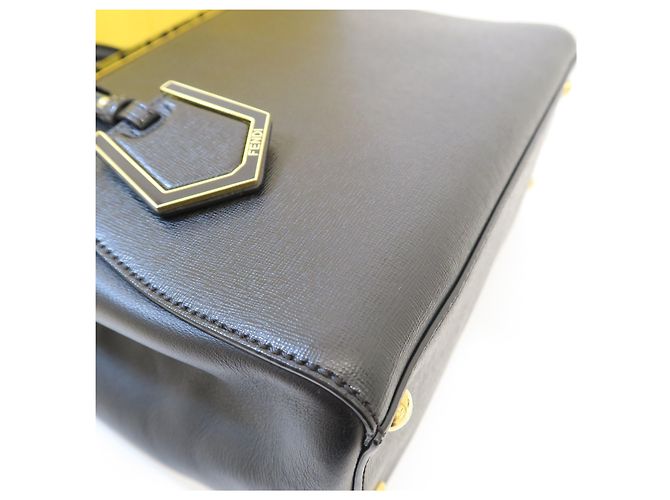 Fendi Borsa Tote e Borsa a Tracolla con Metallo Dorato Nero - vista 8