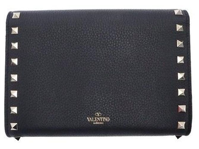 Valentino Borsa a tracolla Rockstud in vitello nero con catena - vista 2