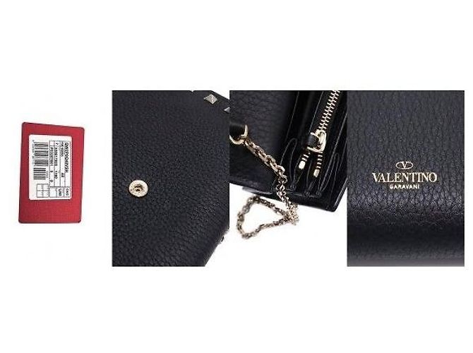 Valentino Borsa a tracolla Rockstud in vitello nero con catena - vista 7