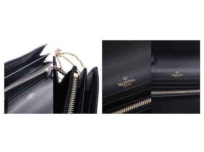 Valentino Borsa a tracolla Rockstud in vitello nero con catena - vista 8