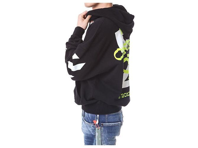 Off White Velours-Hoodie mit Schriftzug - Ansicht 10