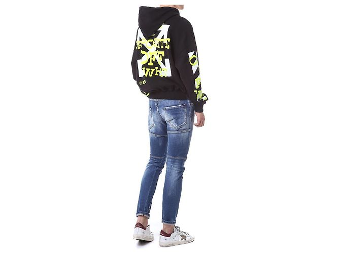 Off White Velours-Hoodie mit Schriftzug - Ansicht 13