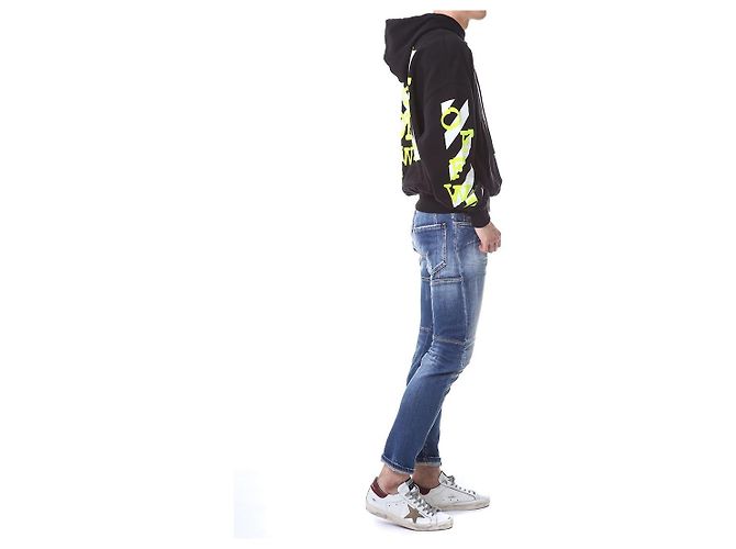 Off White Velours-Hoodie mit Schriftzug - Ansicht 15