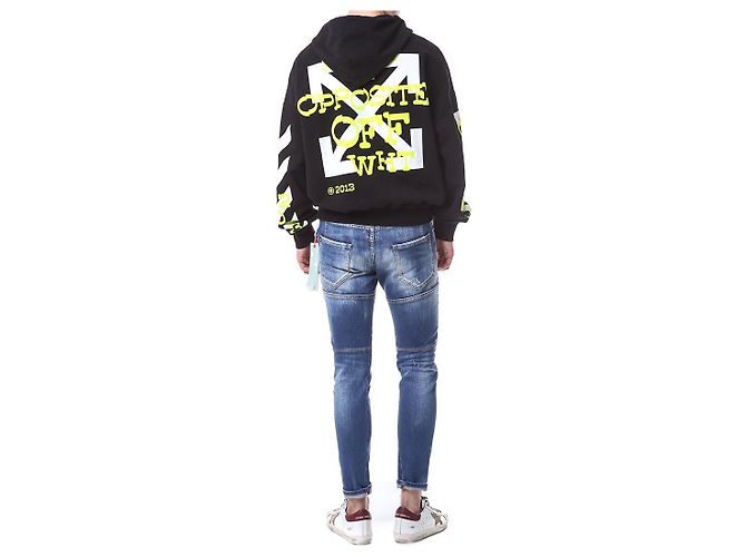 Off White Velours-Hoodie mit Schriftzug - Ansicht 16