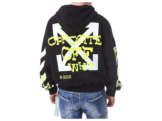 Off White Velours-Hoodie mit Schriftzug - Ansicht 17