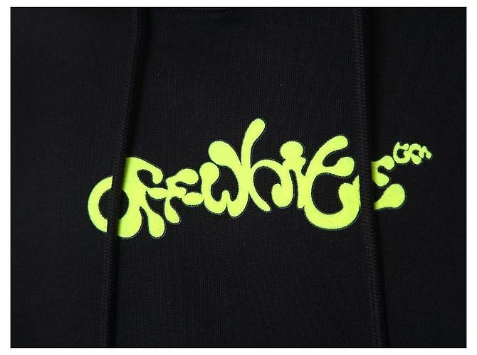 Off White Velours-Hoodie mit Schriftzug - Ansicht 19